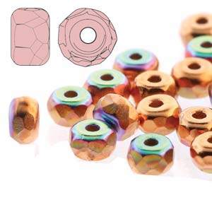 Czech Glass Fire Polished Micro Spacer Beads 2x3mm Copper Plate AB x50pc (new)