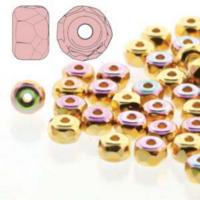 Czech Glass Fire Polished Micro Spacer Beads 2x3mm 24ct Gold Plate AB x50pc