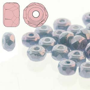 Czech Glass Fire Polished Micro Spacer Beads 2x3mm Chalk Blue Lustre x50pc (new)