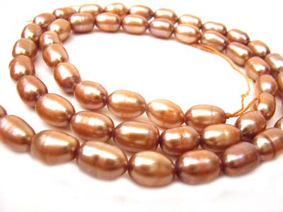 Freshwater Rice Pearl Beads 6x5mm 16" Strand - Cocoa