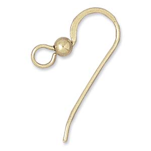 Gold Filled Earwires French Hooks 18x8mm Flattened with 3mm Bead x1pr