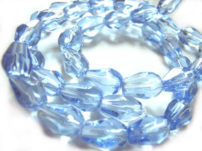 Fire Polished Glass Beads 9x6mm Teardrop - Light Sapphire x40