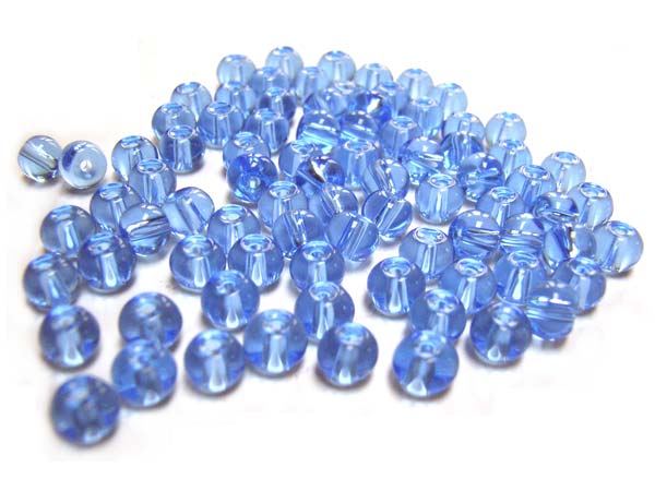 Round Glass Beads 4mm ~ Medium Sapphire per Strand