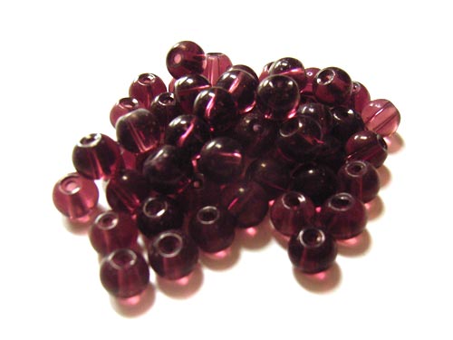 Round Glass Beads 6mm ~ Dark Amethyst per Strand