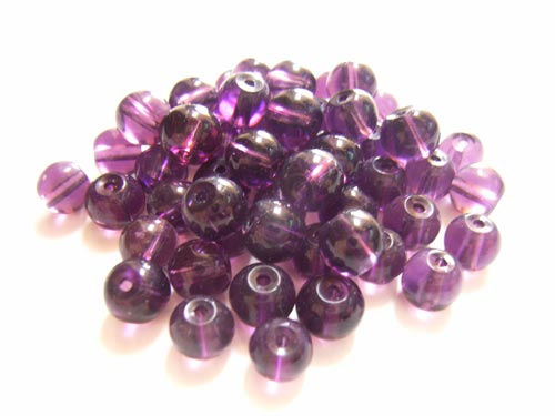 Round Glass Beads 6mm ~ Purple per Strand