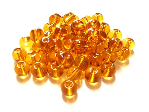 Round Glass Beads 6mm ~ Golden Topaz per Strand