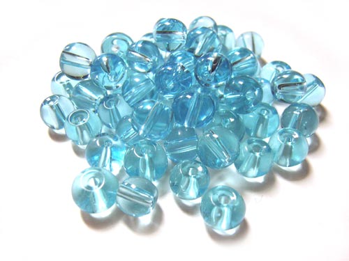 Round Glass Beads 6mm ~ Light Aqua per Strand