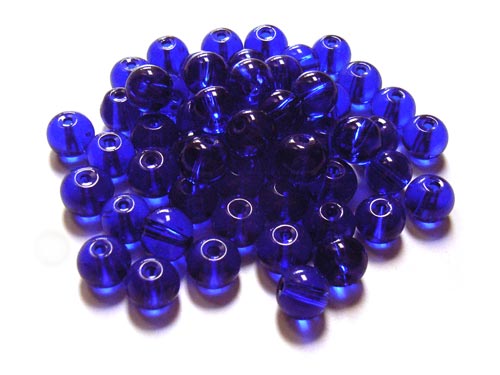 Round Glass Beads 6mm ~ Cobalt Blue per Strand