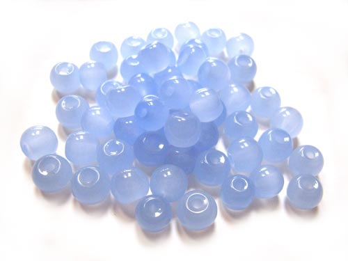 Round Glass Beads 6mm ~ Milky Jade Blue per Strand