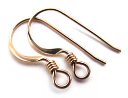 Gold Filled Earwires French Hooks 18x7.5mm Flattened with Coil x1pr