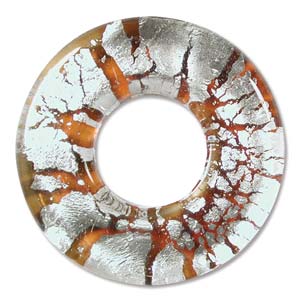 Beadsmith, Glass Foil Donut Pendant 41x41mm, Amber