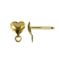 14kt Gold Heart Post 7x5mm Earring with Loop Findings x1pr