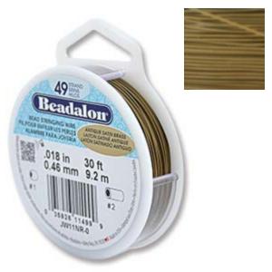 Beadalon Stringing Wire 49 Strands .018 (.46mm) Antique Satin Brass (30ft, 9.2m)