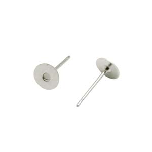 Silver Tone 4mm Pad Earring Post Studs Earposts x20pc