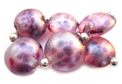SOLD - Moonlight Cherry Blossom Set Artisan Glass Lampwork Beads ~ Ian Williams