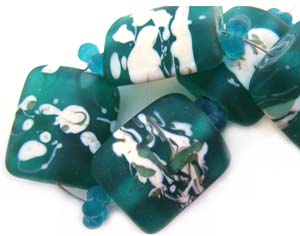 SOLD - Teal Pillows Set Artisan Glass Artisan Glass Lampwork Beads