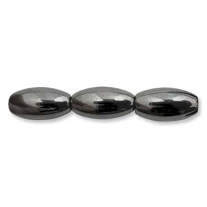 Magnetic Hematite Beads - 12x6mm Oval Rice Bead x1