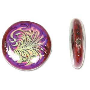 Mirage Mood Beads (Fancy) Radiant Rouge 24x7mm Focal Coin Tab Lentil x1