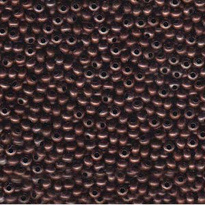 Solid Metal Seed Beads, 8/0, 3mm, Antique Copper Finish, 38 grams