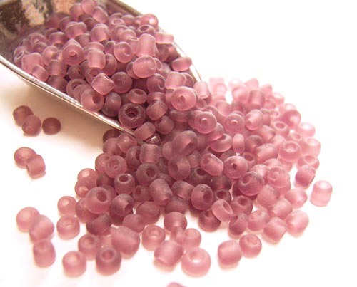 Glass Seed Beads 11/0 - 2mm Frosted Amethyst 50g