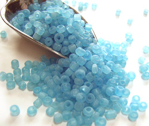 Glass Seed Beads 11/0 - 2mm Frosted Light Aqua 50g
