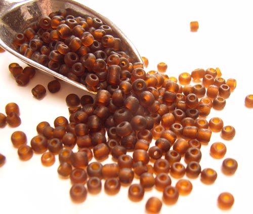 Glass Seed Beads 11/0 - 2mm Frosted Coffee Bean 50g