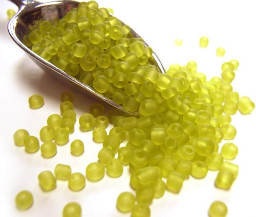 Glass Seed Beads 11/0 - 2mm Frosted Lime 50g