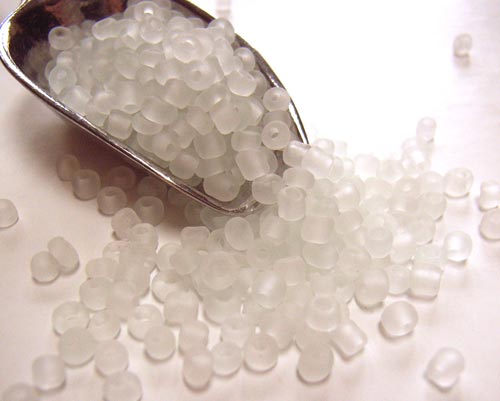 Glass Seed Beads 11/0 - 2mm Frosted Clear/White 50g 
