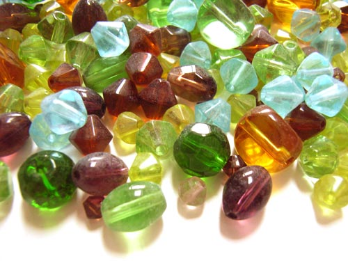 Transparent Glass Beads Bicones/nuggets - Earthtone Soup Mix 50 grams