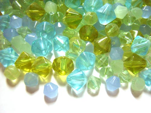Transparent Glass Beads Bicones - Spring Soup Mix 50 grams