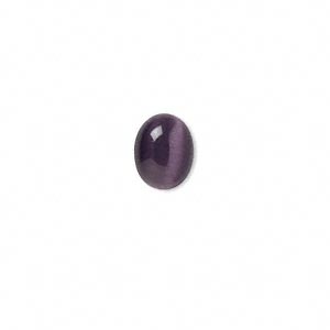 Cabochon - A Grade Cats Eye/Fibre Optic Purple 10x8mm Oval x1