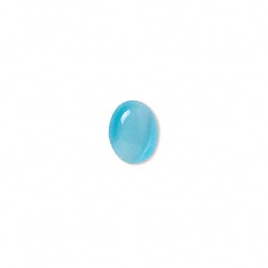 Cabochon - A Grade Cats Eye/Fibre Optic Turquoise 10x8mm Oval x1