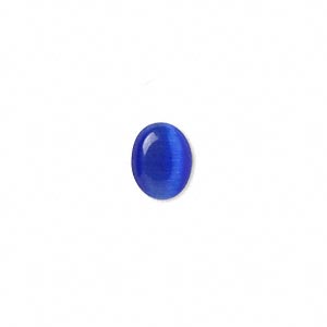 Cabochon - A Grade Cats Eye/Fibre Optic Blue 10x8mm Oval x1