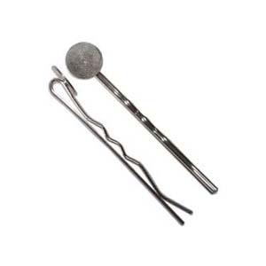 Silver Tone Hair Clip with 7mm Setting for Cabochons x20
