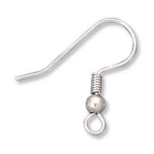 Earring Ear Hooks Ball with Coil 22mm Stainless Steel x144 (72 prs)