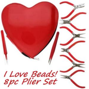 Beadsmith Heart Case Plier 8pc Set "I Love Beads" (Deluxe)