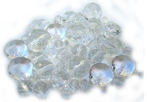 Czech Glass Fire Polished beads - Crystal Clear Mix - 100g