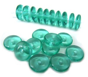 Czech Glass Rondell Disk Spacer Beads 6mm Teal x50