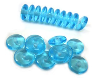 Czech Glass Rondell Disk Spacer Beads 6mm Aquamarine x50