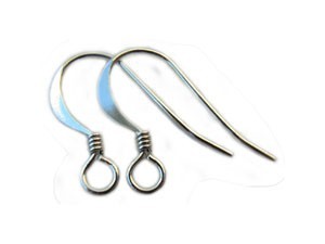 Earring Hooks Flat with Coil 19x14mm Silver Plated x144 (72 prs)