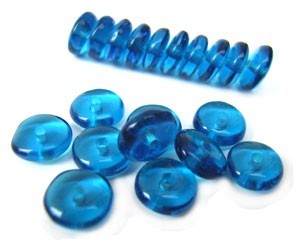 Czech Glass Rondell Disk Spacer Beads 6mm Capri Blue x50