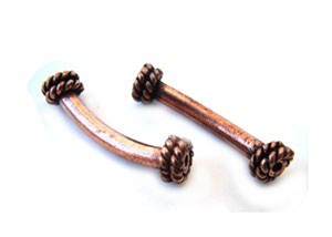 Copper Beads - Antique Bali Style 21mm Tube Bead x1