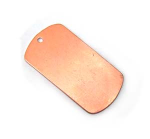 Copper Metal Stamping Blank, Dog Tag Pendant 35x18.5mm 24ga x1