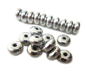 Czech Glass Rondell Disk Spacer Beads 4mm Silver x100