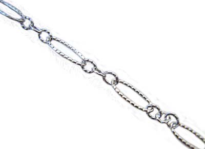 Sterling Silver Chain ~ Large Oval 3.5x8mm / Tiny Oval 2x3mm (Shiny Etched) per foot (30cm)