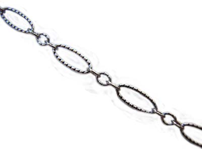 Sterling Silver Chain ~ Large Oval 3.5x8mm / Tiny Oval 2x3mm (Oxidised Etched) per foot (30cm)