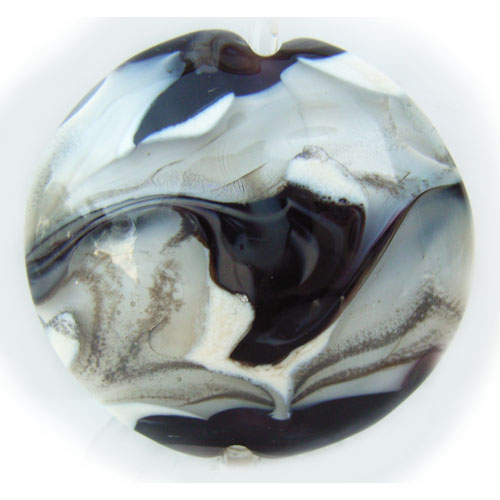 Black Ice 37mm ~ Ian Williams Handmade Artisan Glass Lampwork Pendant Bead x1