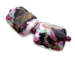 Raspberry Lace - Artisan Glass Lampwork Beads ~ Ian Williams