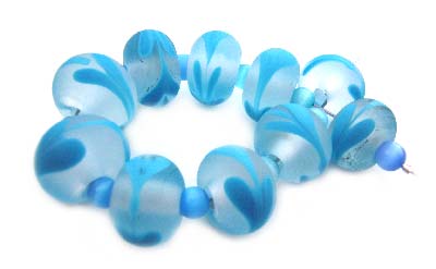 Turquoise Feather Boa - Artisan Glass Lampwork Beads ~ Ian Williams