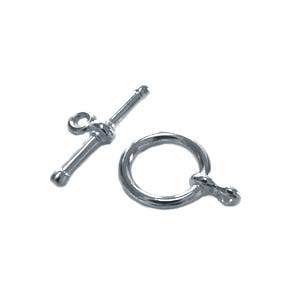 Plain Round Toggle Clasp (15mm bar/9.5mm ring) Silver Plated